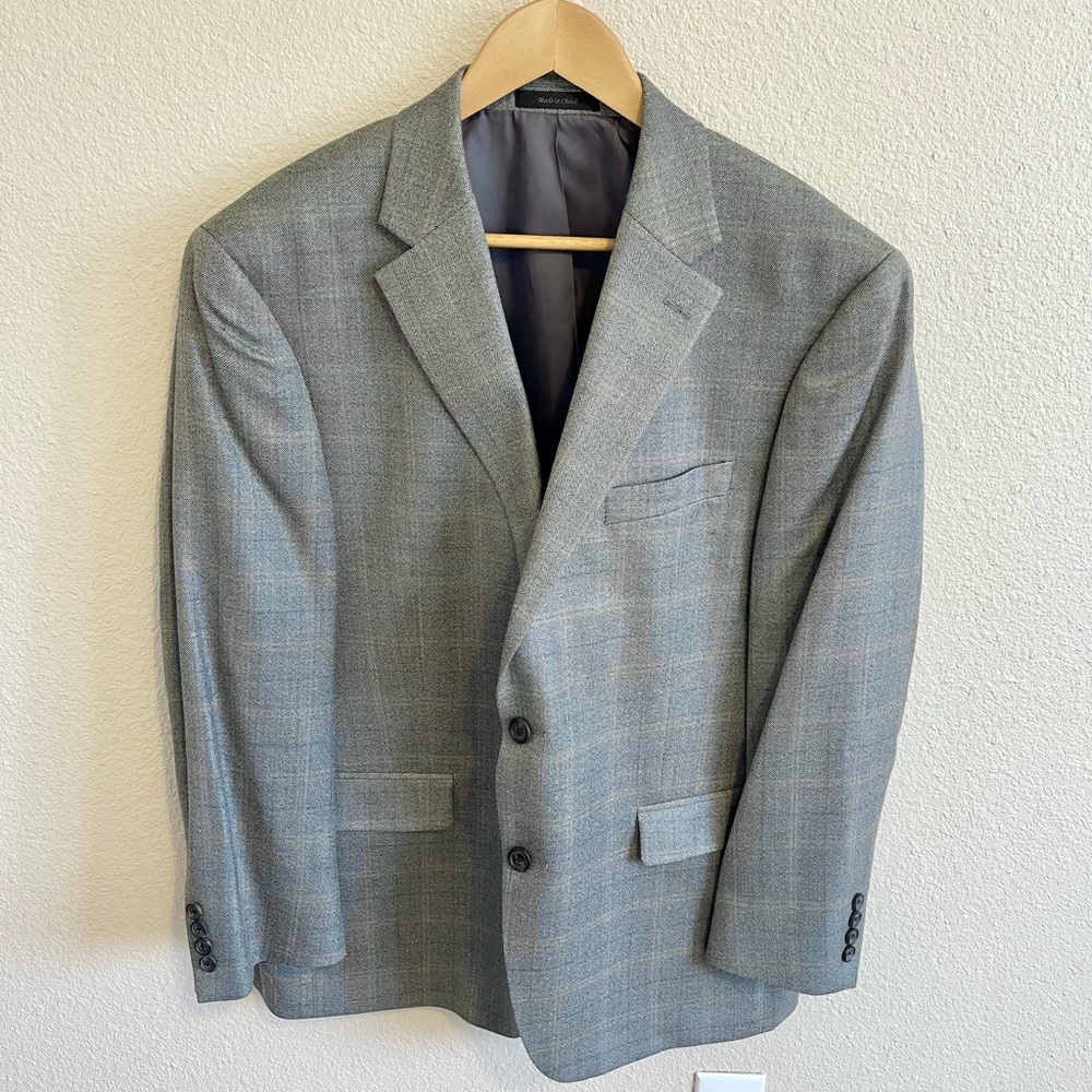 Lauren Ralph Lauren Gray Plaid Wool Blazer